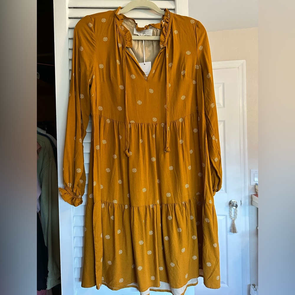 Lucky Brand Gold Bishop Sleeve Sundress